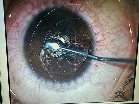 Microsurgery eye procedure close-up Stock Photos