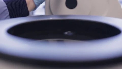 Microtomist Using a Microtome Stock Footage 71455091