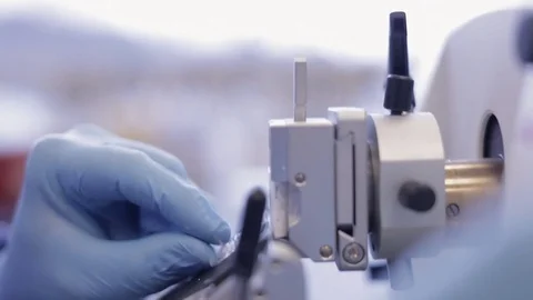 Microtomist Using a Microtome Stock Footage 71455464