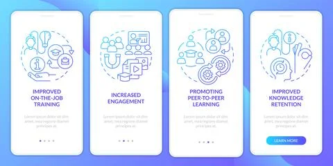 Microtraining advantages blue gradient onboarding mobile app screen Ilustração Stock