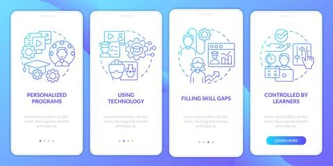 Microtraining best practices blue gradient onboarding mobile app screen 스톡 일러스트