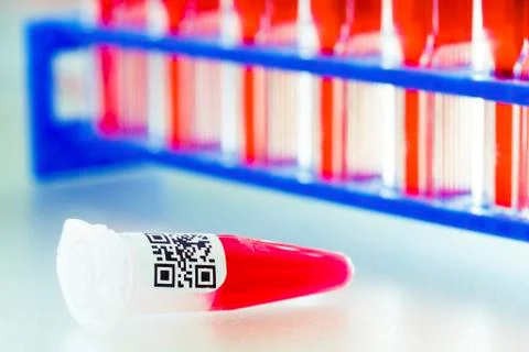 Microtube with qr code Stock Photos