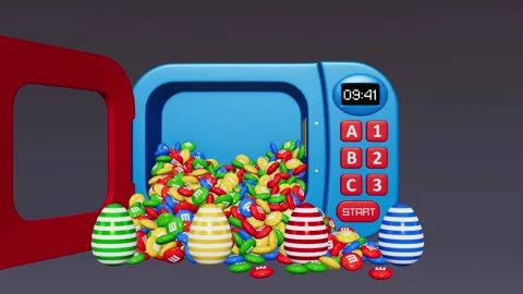 Microwave and Eggs, Candy 3d animation for education, Truck. Stock Footage 141429074