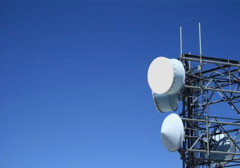 Microwave antenna tower Stock Photos