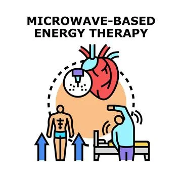 Microwave based energy therapy improving human health and well being Stock Illustration