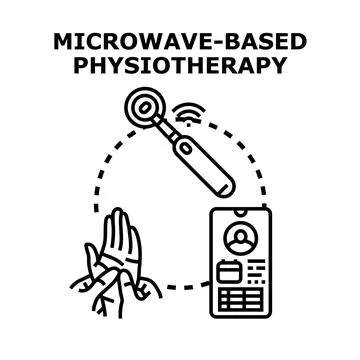 Microwave based physiotherapy relieving pain therapy application Stock Illustration