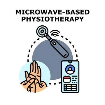 Microwave based physiotherapy relieving pain therapy application Stock Illustration