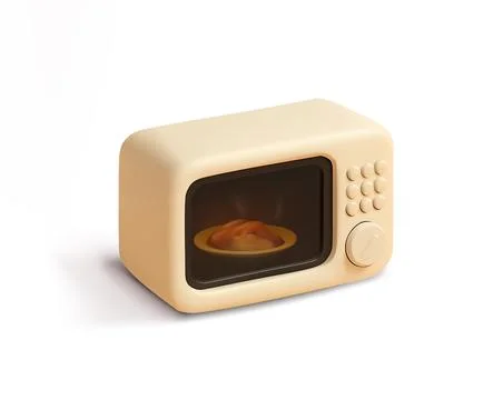 Microwave with Cooked Dish Inside 3d icon Stock Illustration