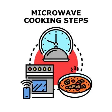 Microwave cooking steps with smart home appliance technology Stock Illustration