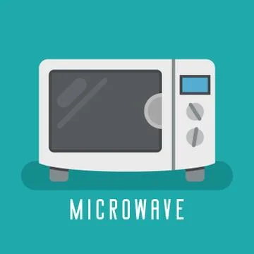Microwave device for cook. For kitchen equipment. Flat vector graphic. Иллюстрация