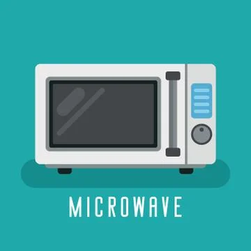 Microwave device for cook. For kitchen equipment. Flat vector graphic. Stock Illustration