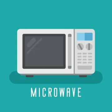 Microwave device for cook. For kitchen equipment. Flat vector graphic. Stock Illustration