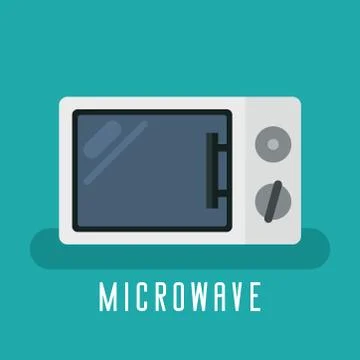 Microwave device for cook. For kitchen equipment. Flat vector graphic. Stock Illustration