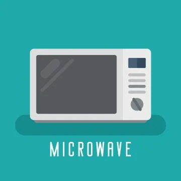 Microwave device for cook. For kitchen equipment. Flat vector graphic. Иллюстрация