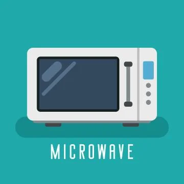 Microwave device for cook. For kitchen equipment. Flat vector graphic. Stock Illustration