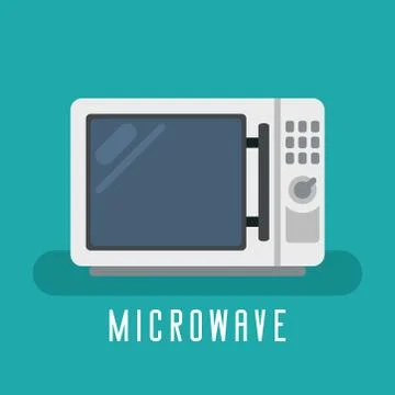 Microwave device for cook. For kitchen equipment. Flat vector graphic. Иллюстрация