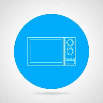 Microwave flat line vector icon Flat line blue vector icon with white cont... Stock Photos