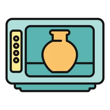 Microwave heating food icon for kitchen appliance Stock Illustration
