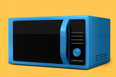 Microwave for heating food on kitchen isolated on yellow background. Illustrazione stock