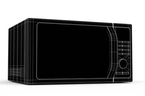 Microwave for heating food on kitchen isolated on white background. Stock Illustration