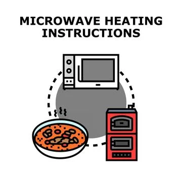 Microwave heating instructions for food preparation concept Stock Illustration