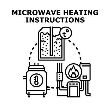 Microwave heating instructions preparing food temperature Stock Illustration