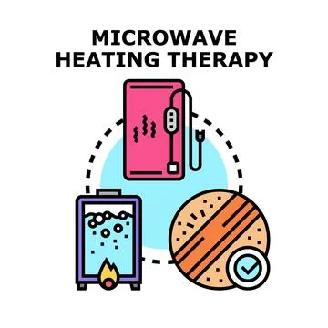 Microwave heating therapy applying heat for recovery Stock Illustration