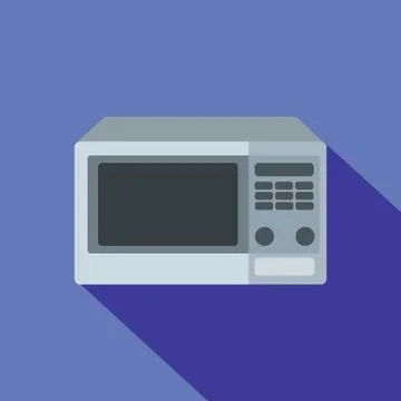 Microwave icon in flat style with long shadow, isolated vector illustration on Stock Illustration