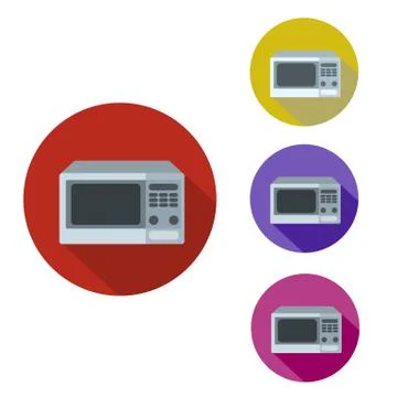 Microwave icon in flat style with long shadow, isolated vector illustration on Stock Illustration
