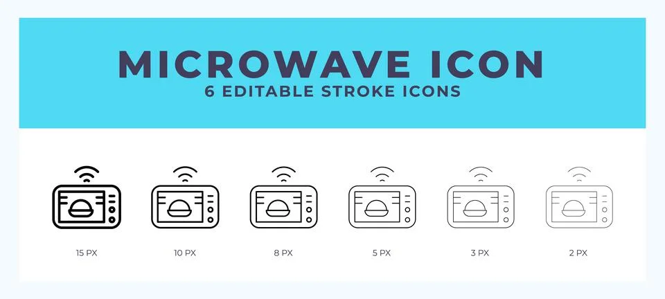 Microwave icon set with different stroke. Design elements for logo. Vector .. Illustrazione stock