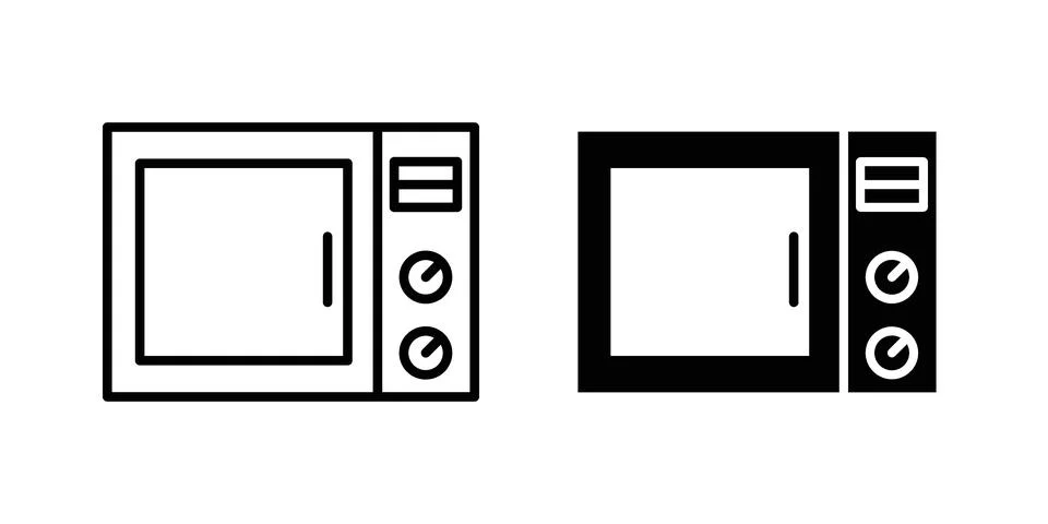 Microwave icon set modern line and solid style collection. Stock Illustration