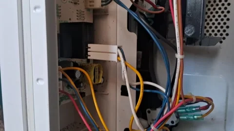 Microwave internal electronic circuit wiring Stock Footage 346098309