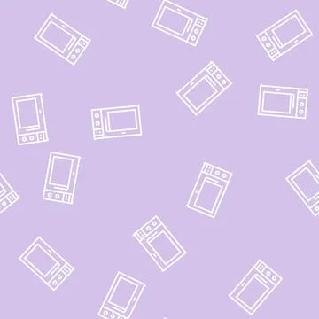 Microwave kitchen electronic equipment line seamless pattern Stock Illustration