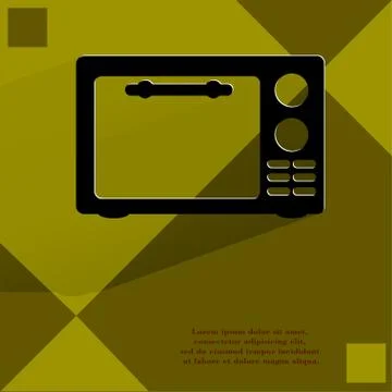 Microwave. kitchen equipment. Flat modern web button  on a flat geometric abstra Stock Illustration