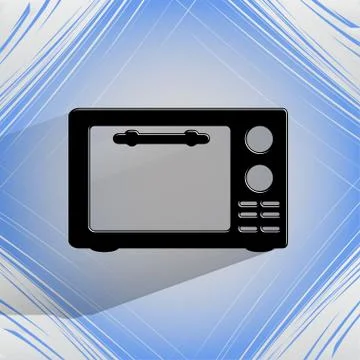 Microwave. kitchen equipment. Flat modern web button  on a flat geometric abstra 스톡 일러스트