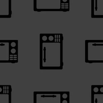 Microwave. kitchen equipment web icon. flat design. Seamless gray pattern. Stockillustratie