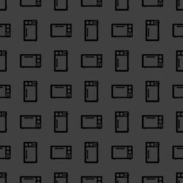Microwave. kitchen equipment web icon. flat design. Seamless gray pattern. イラスト素材