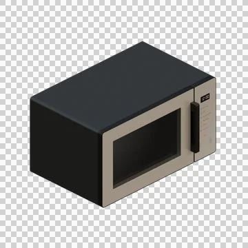 Microwave Left Isometric View 3D Render Illustration Stock Illustration