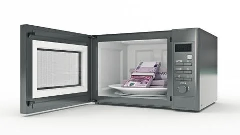 Microwave with money Stock Illustration