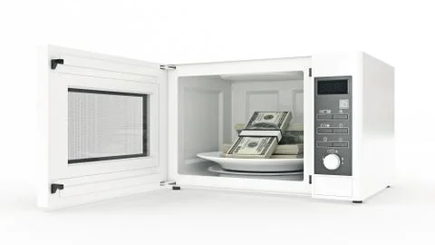 Microwave with money Stock Illustration