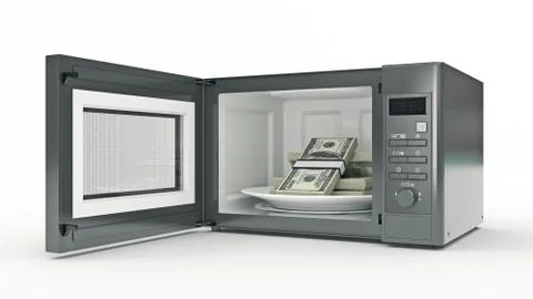 Microwave with money Stock Illustration