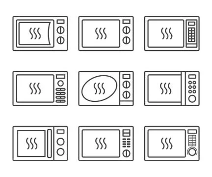 Microwave oevn icon set Stock Illustration