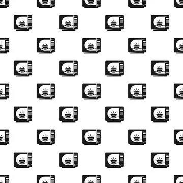 Microwave oven with dish inside seamless pattern Stock Illustration