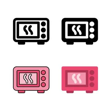 A microwave oven icon set, versatile for quick heating, reheating food, kit.. Stock Illustration