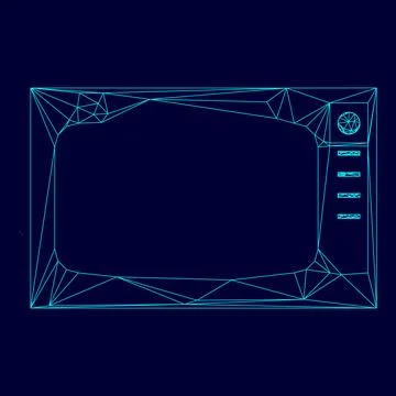 Microwave oven low poly triangulation triangulated polygonal electric cyan bl Ilustración de archivo