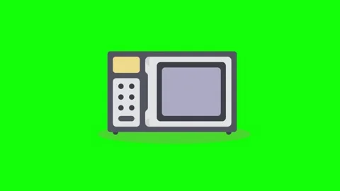 Microwave oven with opening panel on green screen animation (Chroma key) Stock Footage 295379905