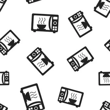Microwave oven seamless pattern background. Business concept vector illustrat Illustrazione stock