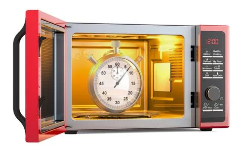 Microwave oven with stopwatch inside, 3D rendering Stock Illustration