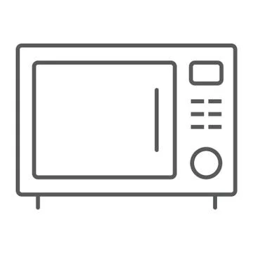 Microwave oven thin line icon, kitchen and cooking Stock Illustration