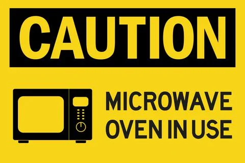 Microwave oven in use caution sign. Stock Illustration